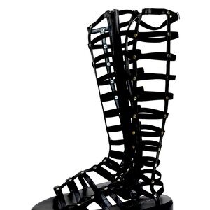 New Stuart Weitzman gladiator black nappa leather